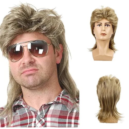 Mullet Peruk för Män – 70- och 80-tals