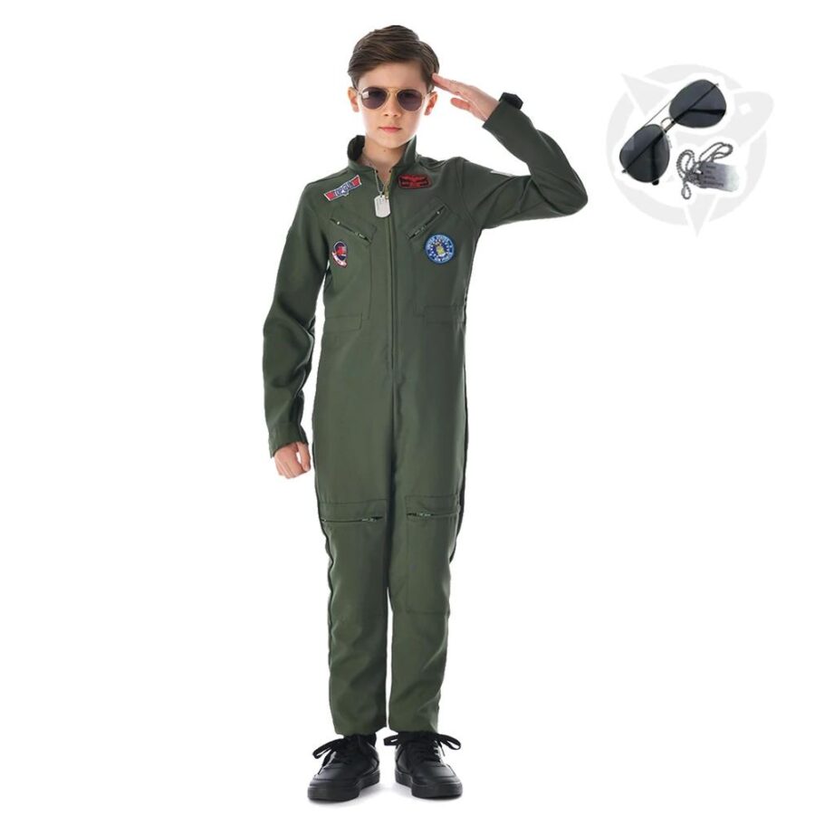 Militär Pilot Maskeraddräkt för Barn