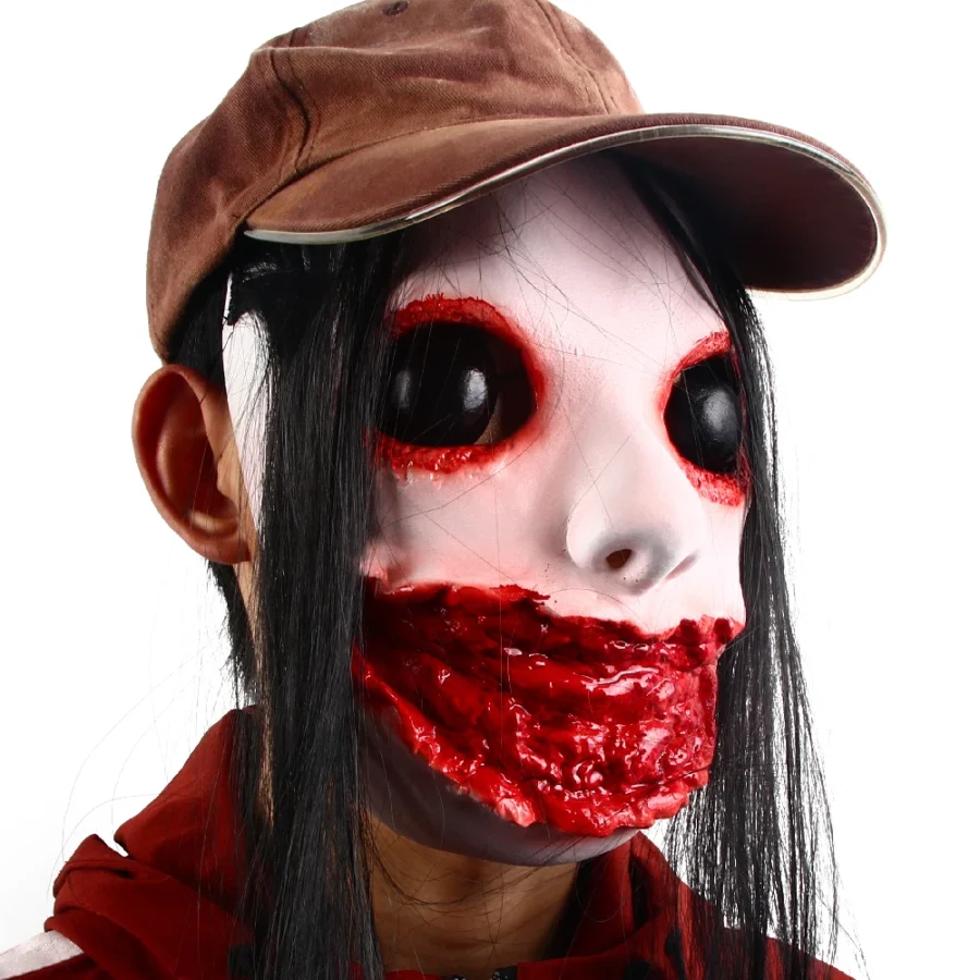 Zombiemask Blodig Med Keps - Latex – bild 2 av 5
