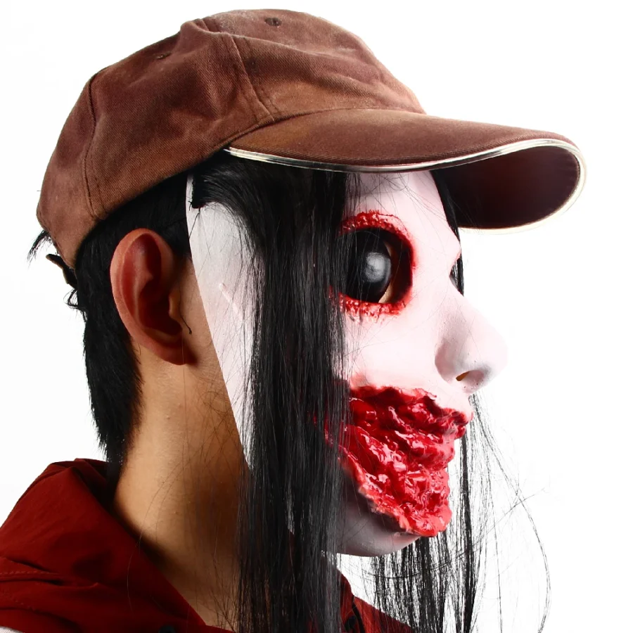 Zombiemask Blodig Med Keps - Latex – bild 3 av 5