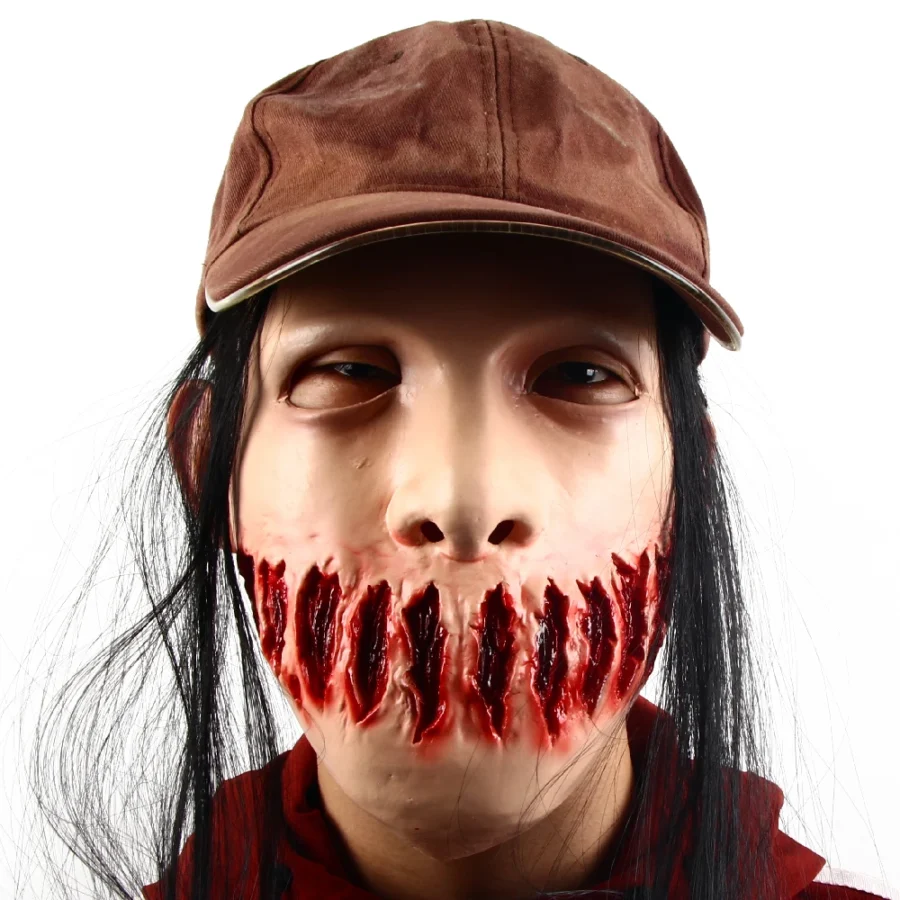 Zombiemask Blodig Med Keps - Latex – bild 4 av 5