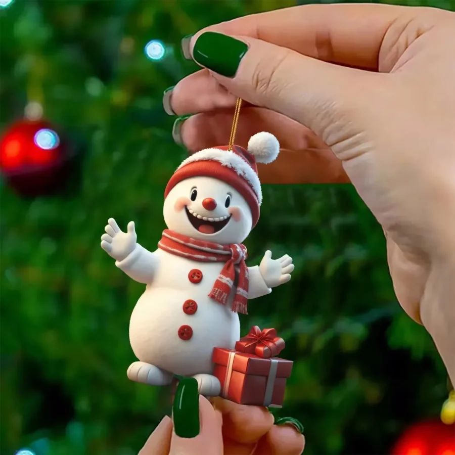 Julgransdekoration Tomte och Snögubbe i Akryl – bild 3 av 4