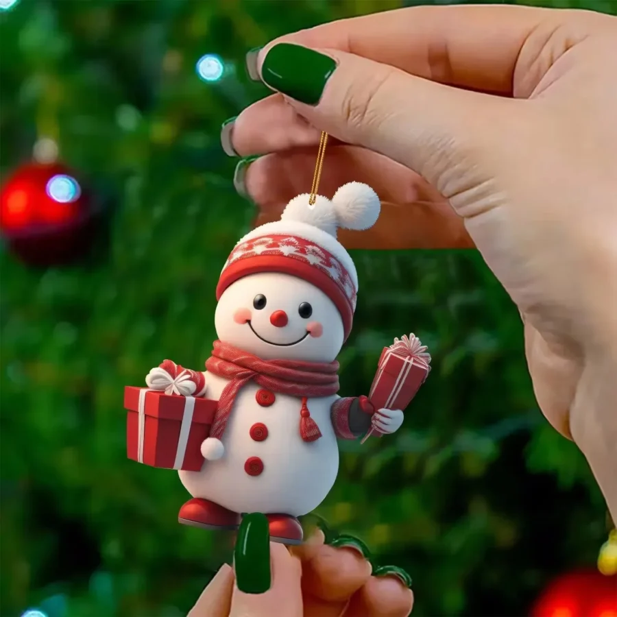 Julgransdekoration Tomte och Snögubbe i Akryl – bild 4 av 4