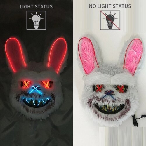 Kaninmask Blodig LED Lysande - V