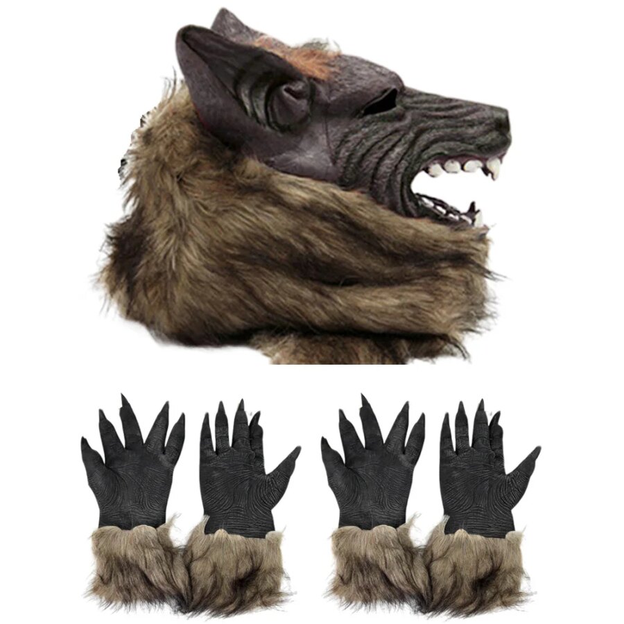 Halloween Vargmask och Handskar – Vargkostymset – bild 6 av 6