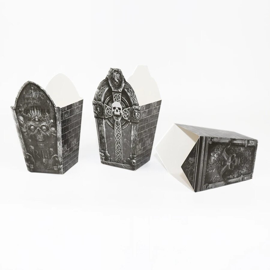 Halloween Popcorn- och Snackboxar – Gravstensdesign – bild 6 av 6