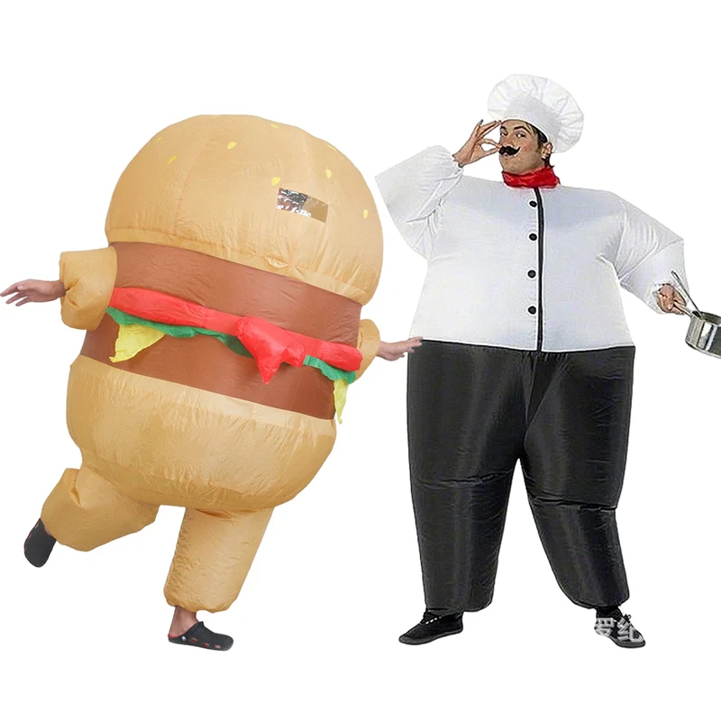 Uppblåsbar Hamburger och Kockdräkt – Cosplaydräkt