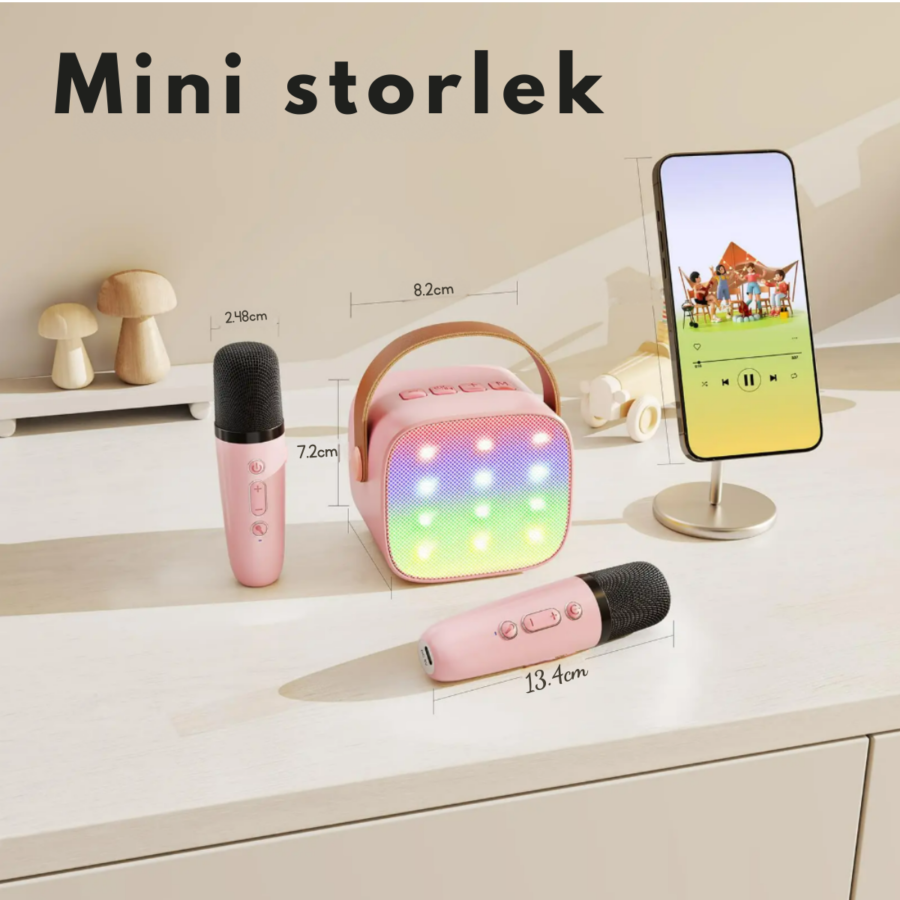 Karaoke Maskin med 2 Trådlösa Mikrofoner – bild 6 av 6