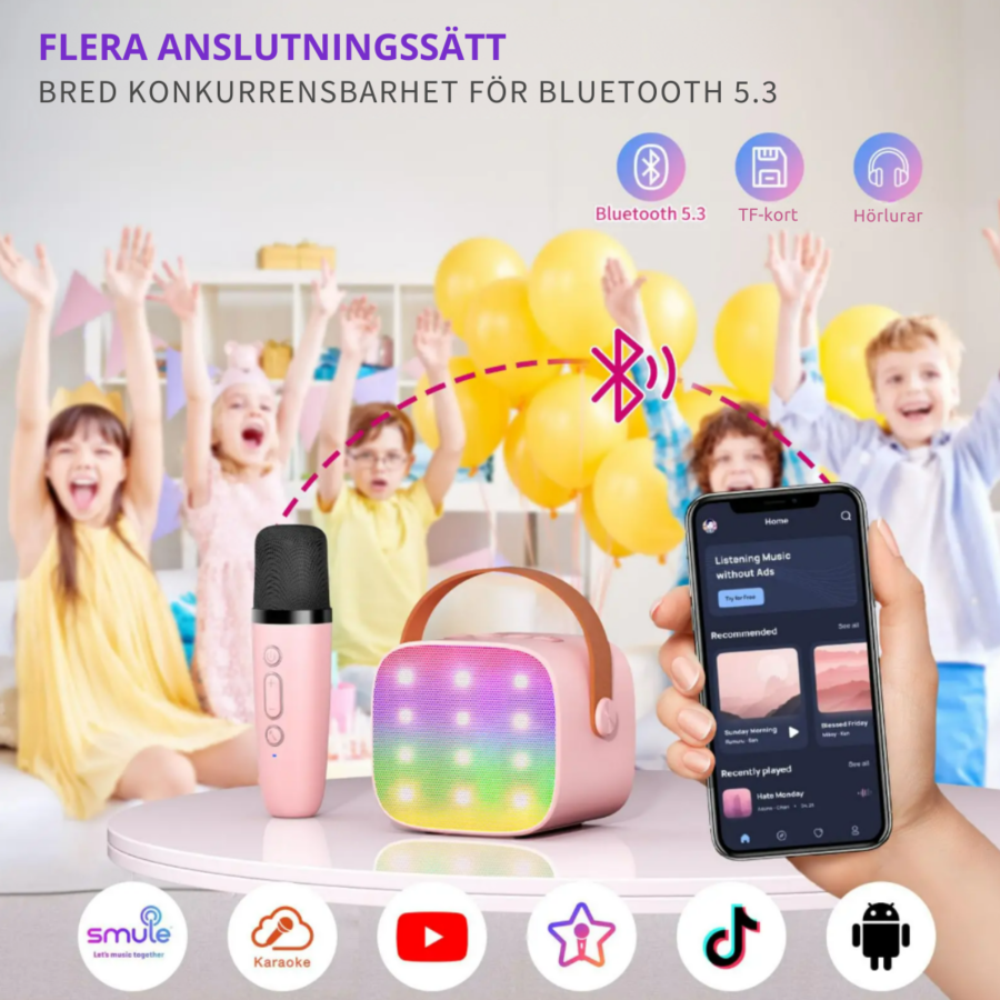 Karaoke Maskin med 2 Trådlösa Mikrofoner – bild 5 av 6