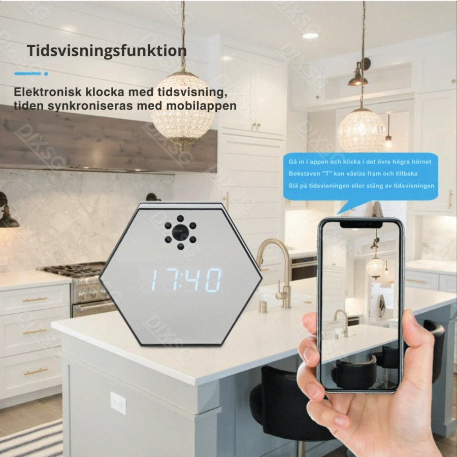 Övervakningsklocka WiFi – Inbyggd Kamera – bild 3 av 6