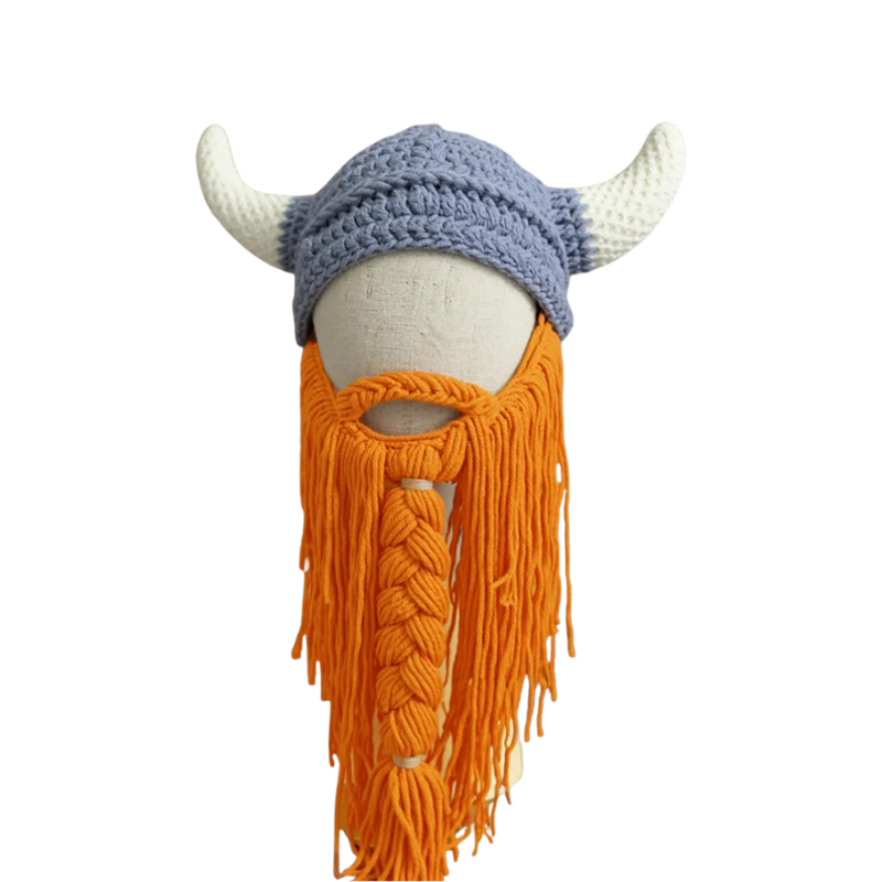 Vikinghatt med Skägg – Stickad Mössa för Vinter