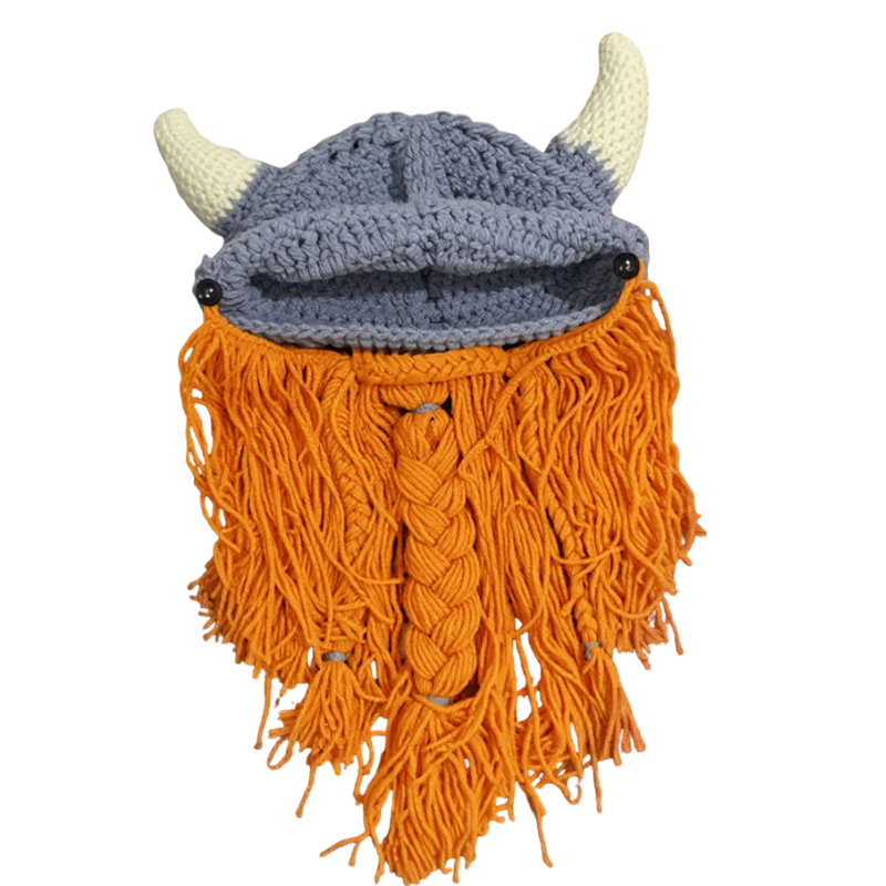 Vikinghatt med Skägg – Stickad Mössa för Vinter