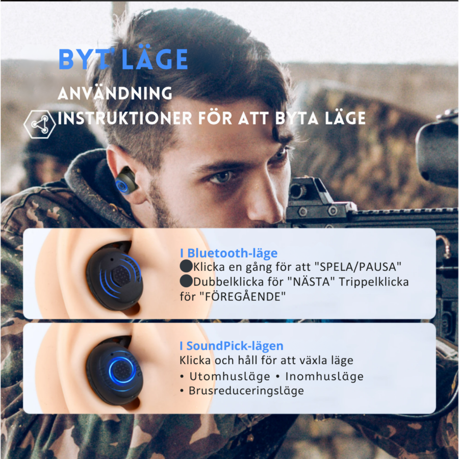 Hörselproppar Taktiska Bluetooth Brusreducering – bild 6 av 7
