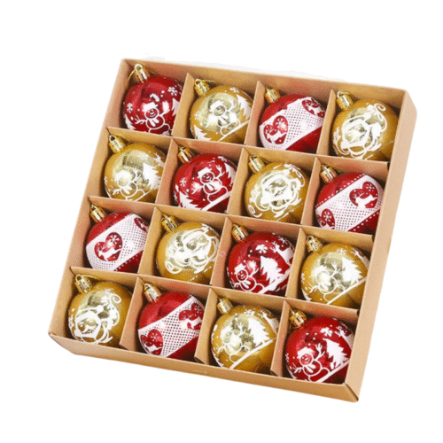 Julgranskulor 16-pack – Röda och Vita