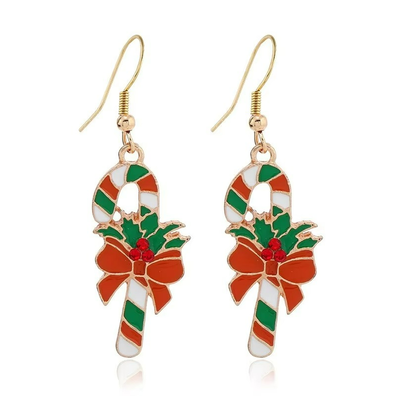 Julörhängen Polkagris med Röd Rosett och Mistelblad