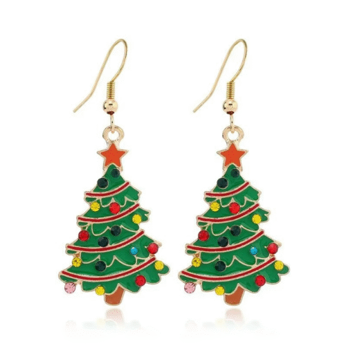 Julörhängen Gran med Stjärna och Färgade Julkulor