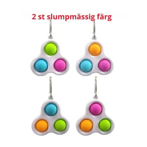 Bubbelnyckelring Stressrelief 2-pack - 2 st Slumpmässig färg (3 bubblor)
