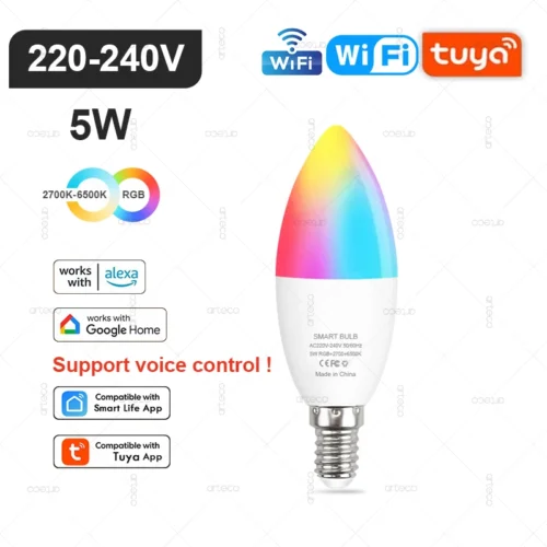 Smart LED Lampor - Wi-Fi E14 220-240V