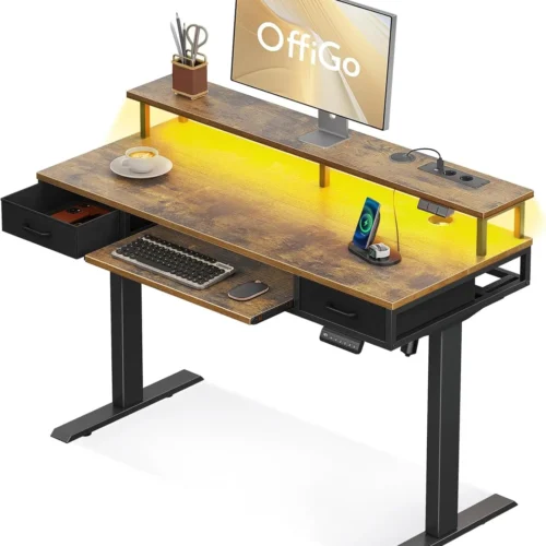 Höj- och sänkbart skrivbord med lådor