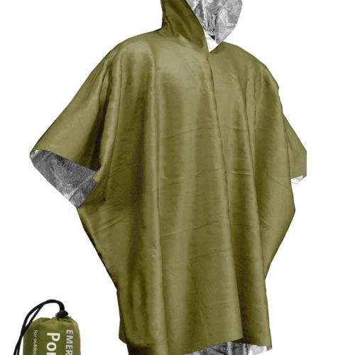 Nödregnponcho Engångs Termisk Aluminiumfilm - Grön