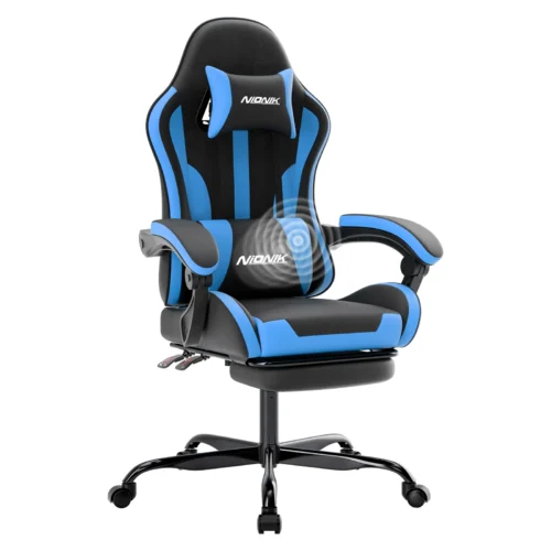 Ergonomisk Gamingstol med Nack- och Svankstöd - Svart-Blå