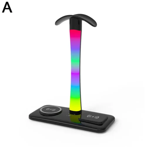 Multifunktionell Hörlursställ LED Laddare - Svart