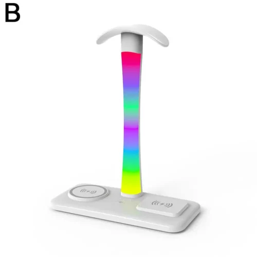 Multifunktionell Hörlursställ LED Laddare - Vit