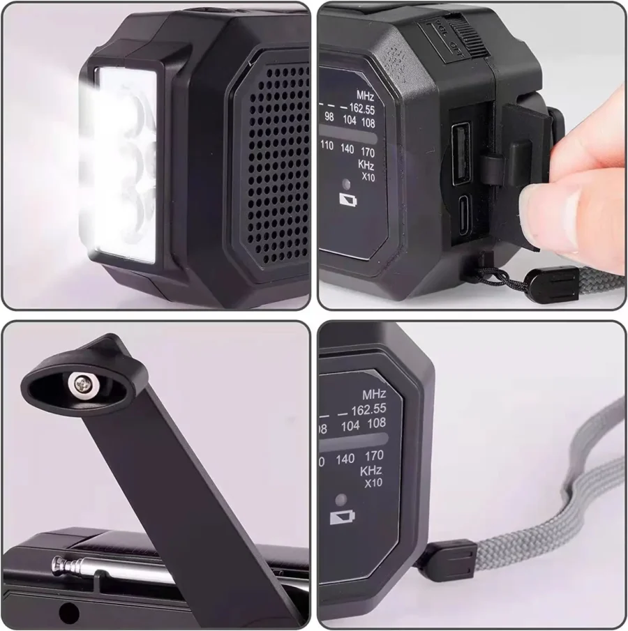 Nödradio Powerbank Handvev Solar AM/FM Ficklampa
