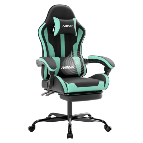 Ergonomisk Gamingstol med Nack- och Svankstöd - Svart-Mintgrön