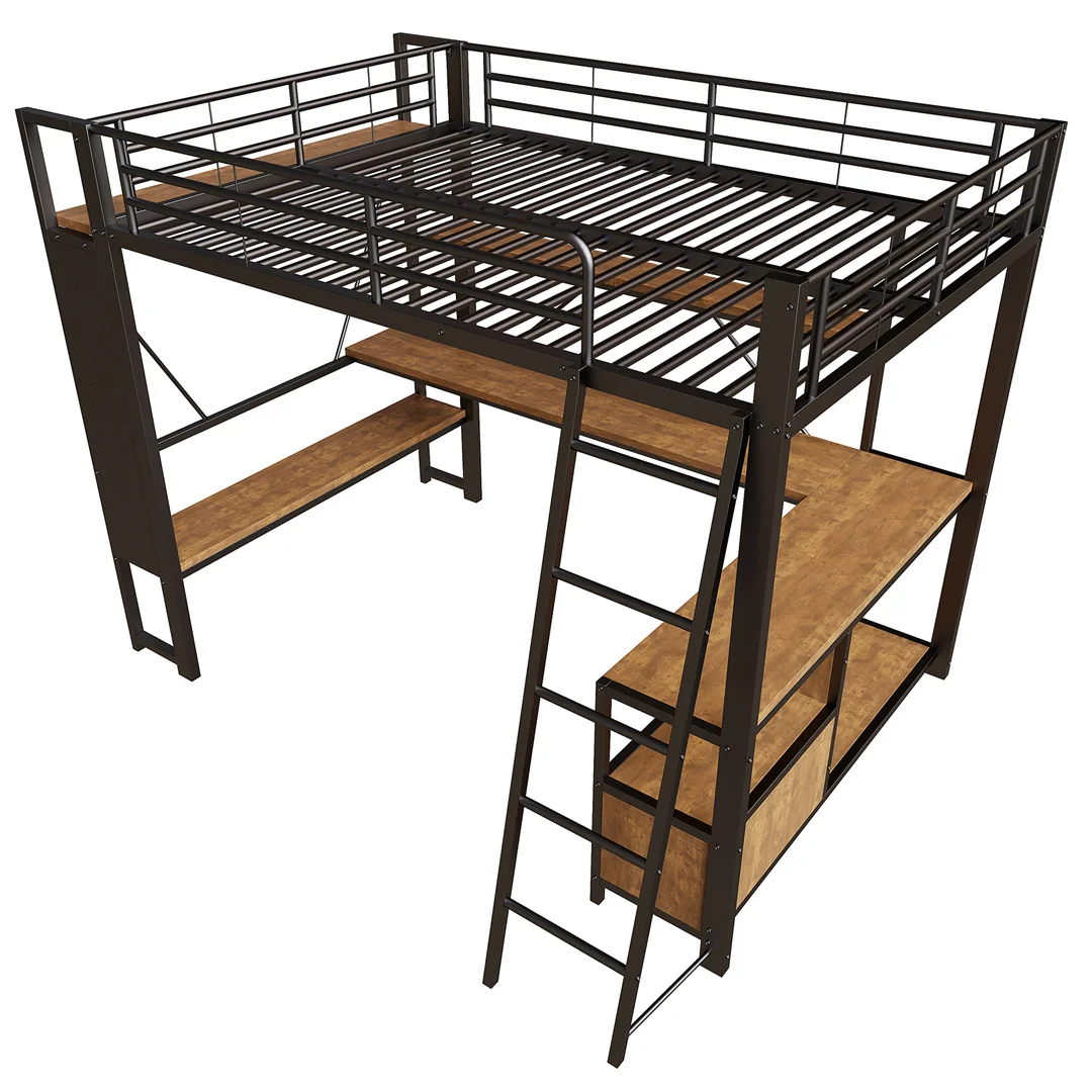 Loftsäng med Skrivbord 140x200 – Metall