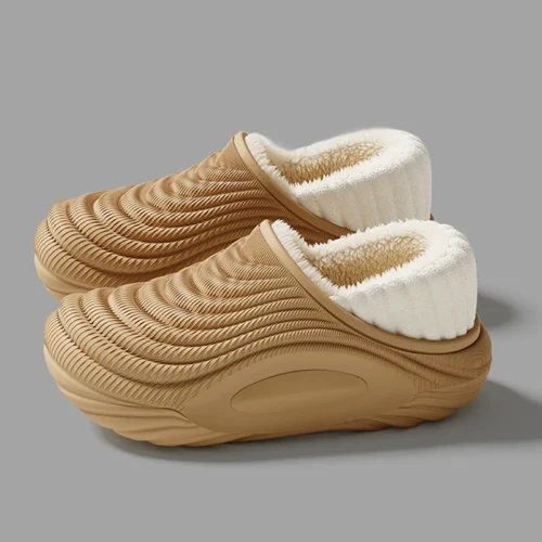 Vattentäta Inomhustofflor i Plysch för Vinter - Khaki