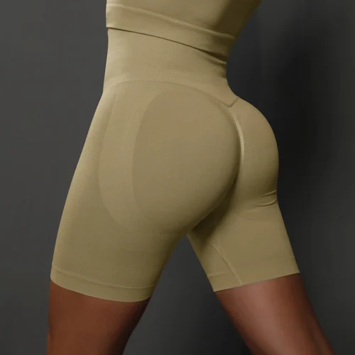 Sportshorts Dam Sömlösa Hög Midja - Khaki