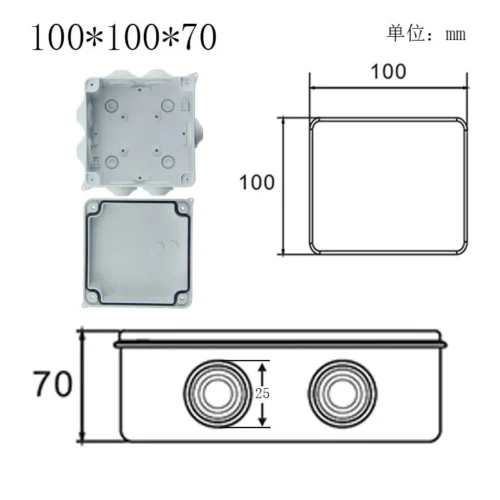 Kopplingsbox Vattentät ABS IP65 Elskåp - 100x100x70mm