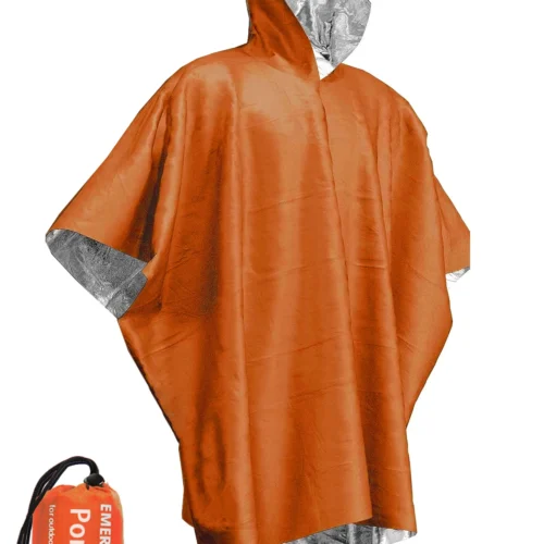 Nödregnponcho Engångs Termisk Aluminiumfilm - Orange