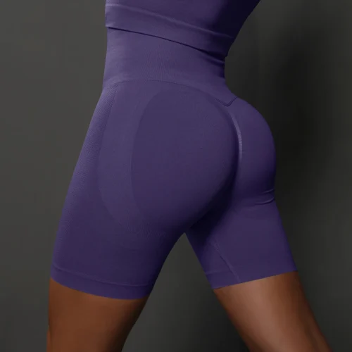 Sportshorts Dam Sömlösa Hög Midja - Mörklila