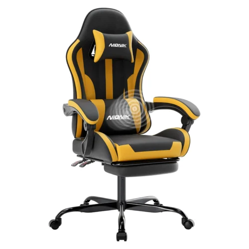 Ergonomisk Gamingstol med Nack- och Svankstöd - Svart Gul