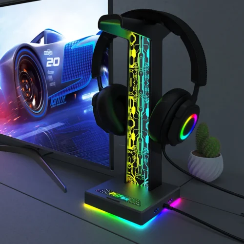 RGB Gaming Hörlursställ Dual USB
