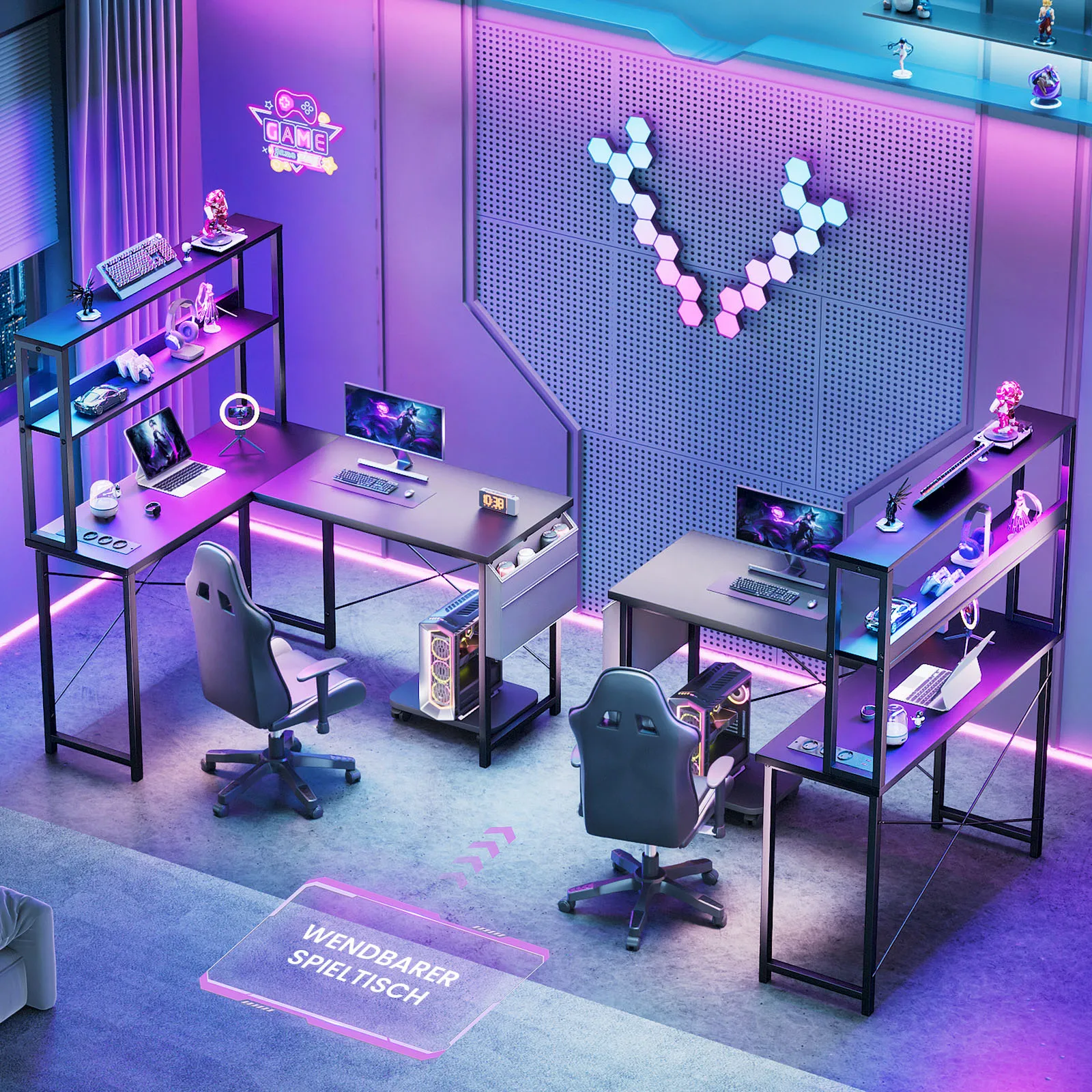 L-format Gaming Skrivbord 148cm