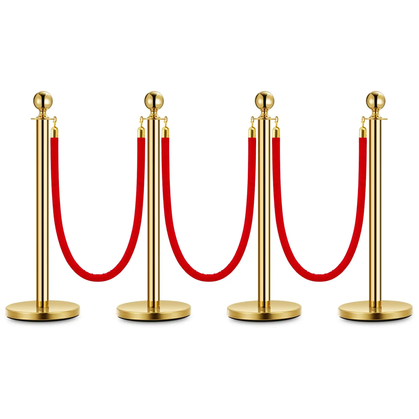 Avspärrningsstolpe Guldfärg Röd Rep
